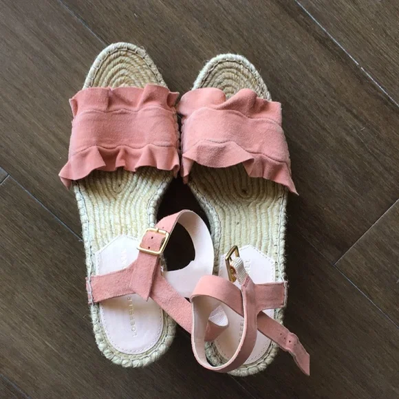 Loeffler Randall Gabby pink ruffle wedge espadrilles 7 - Picture 3 of 9